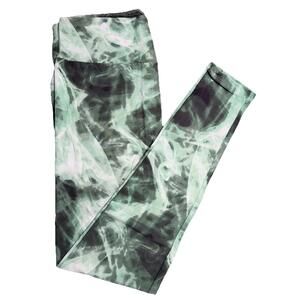 NWT LuLaRoe Lime Green Black & White Marble Tie Dye Leggings Size OS (W 2-10)